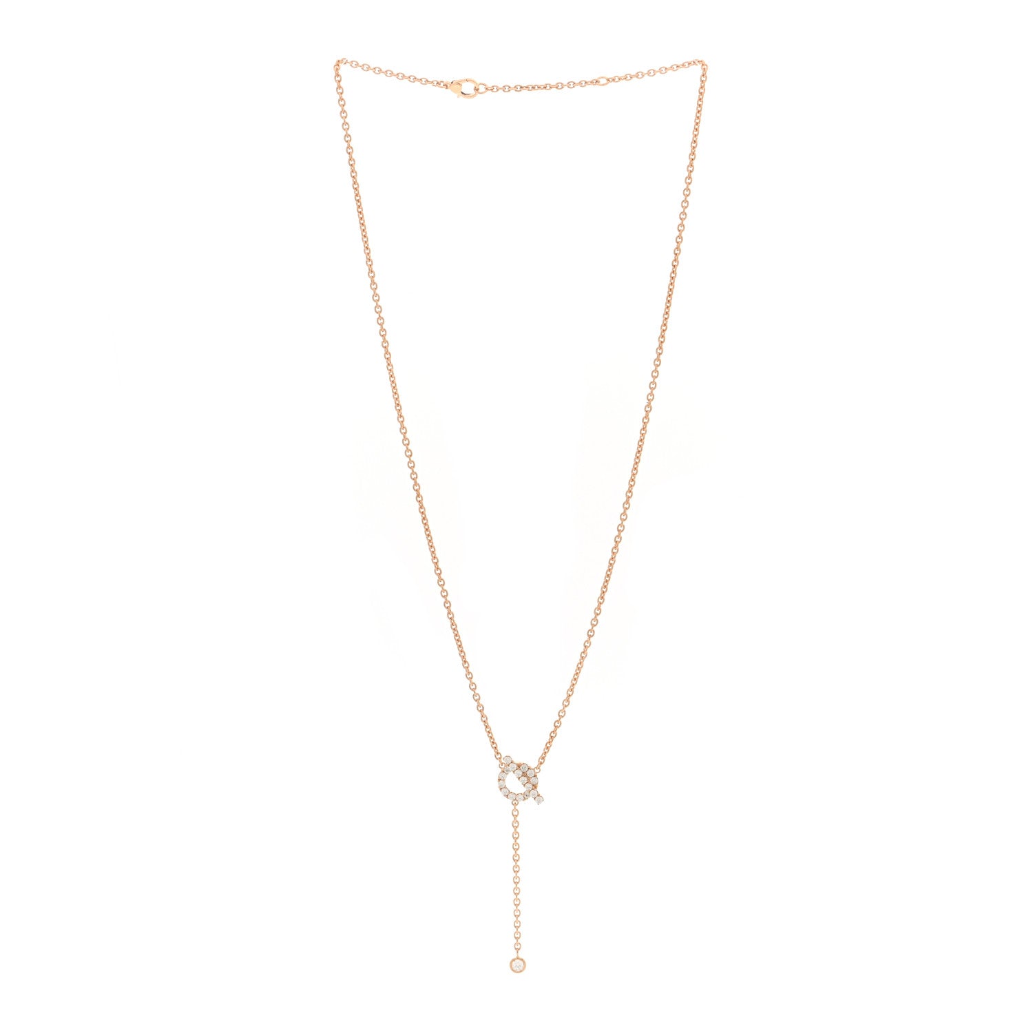 Hermes 18K Rose Gold Diamond Finesse Lariat Necklace 3 of 6