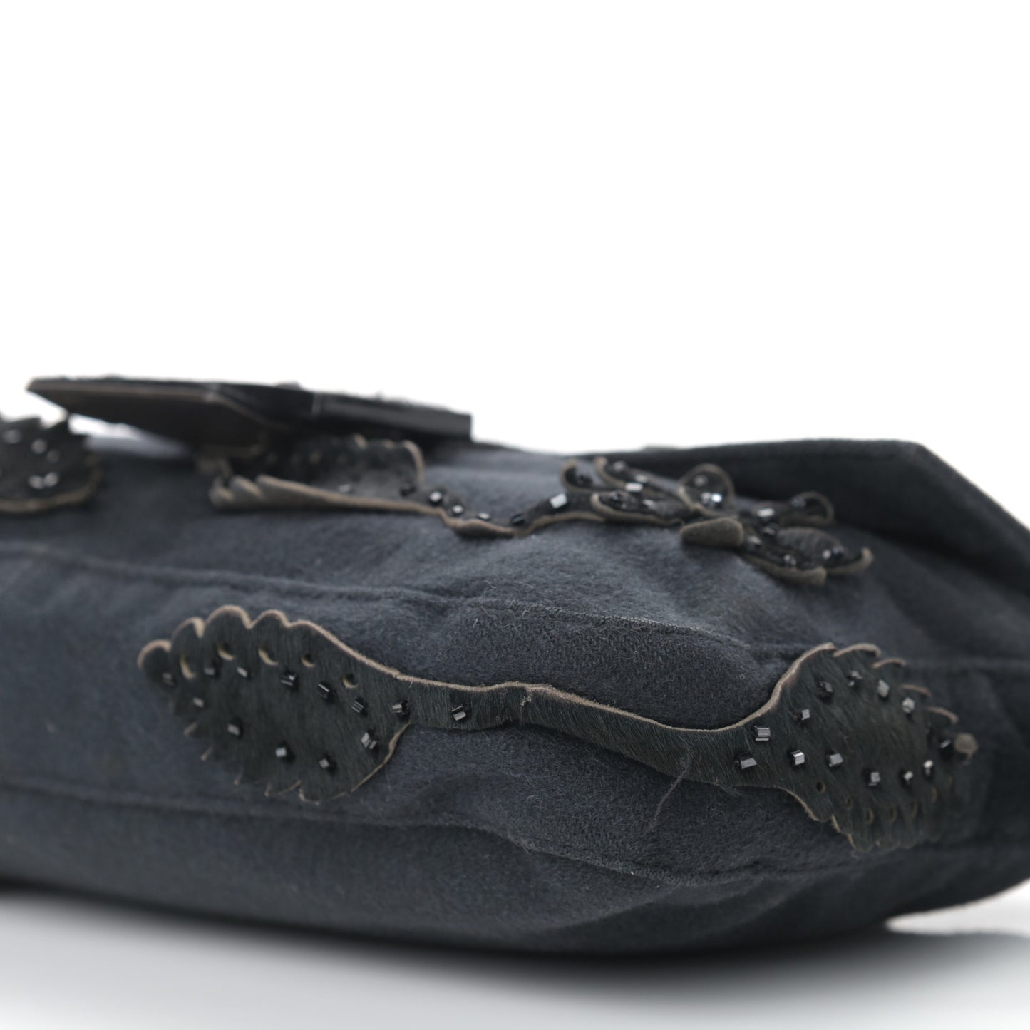 Wool Beaded Baguette Black