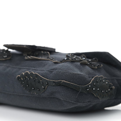 Fendi Wool Beaded Baguette Black 9 of 14