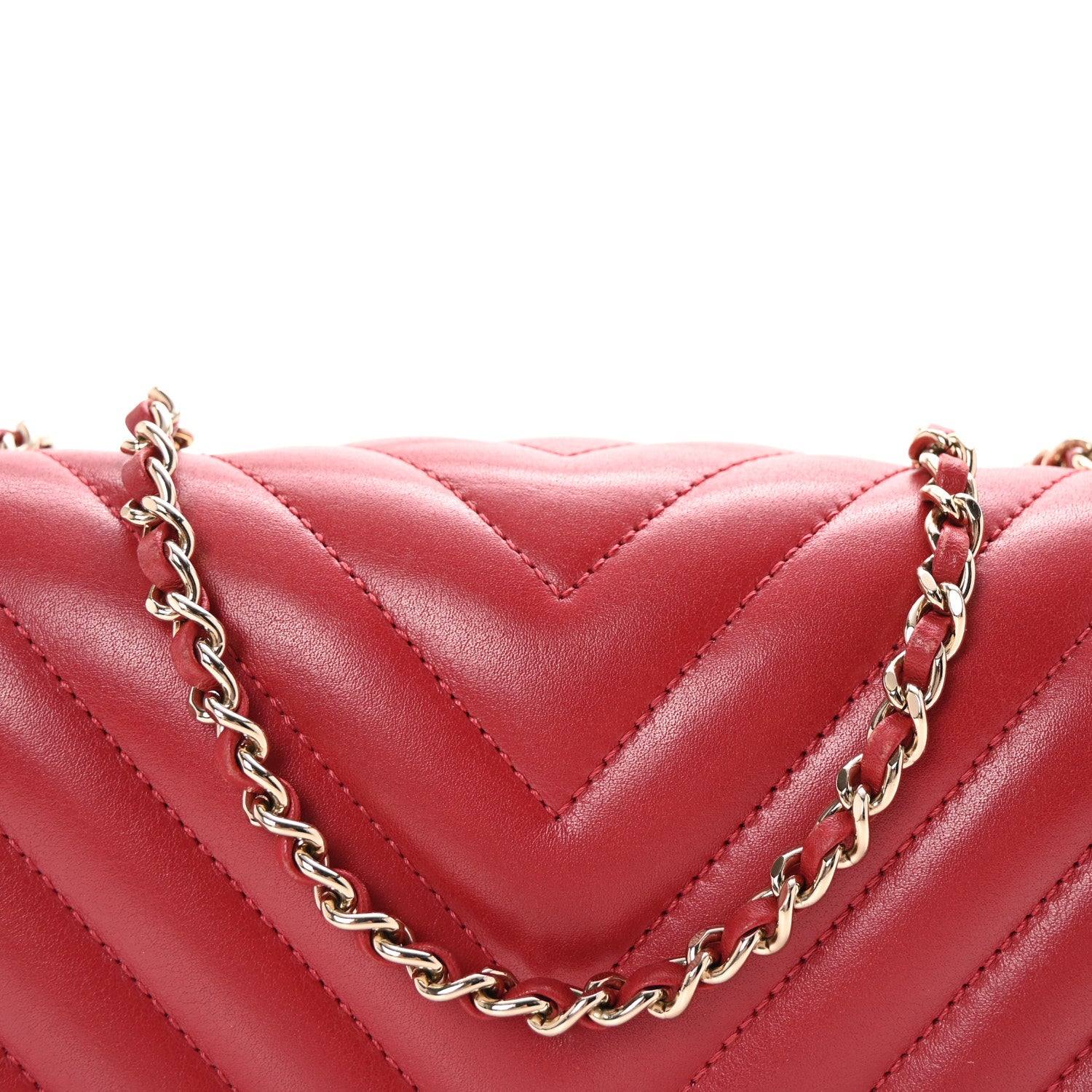 Chanel Calfskin Chevron Quilted Mini Statement Flap Red 8 of 10