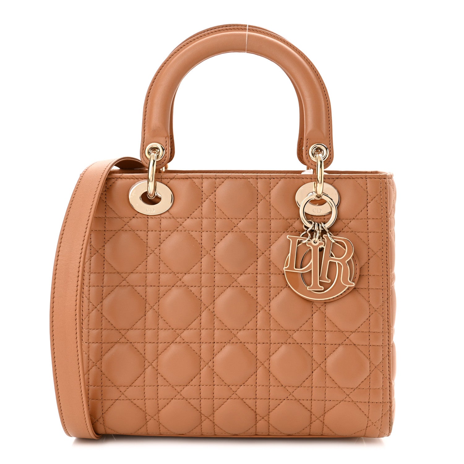Christian Dior Lambskin Cannage Medium Lady Dior Amber 1 of 12