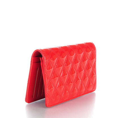 Chanel Patent Calfskin Quilted Double Stitch Yen Wallet Red 3 of 9