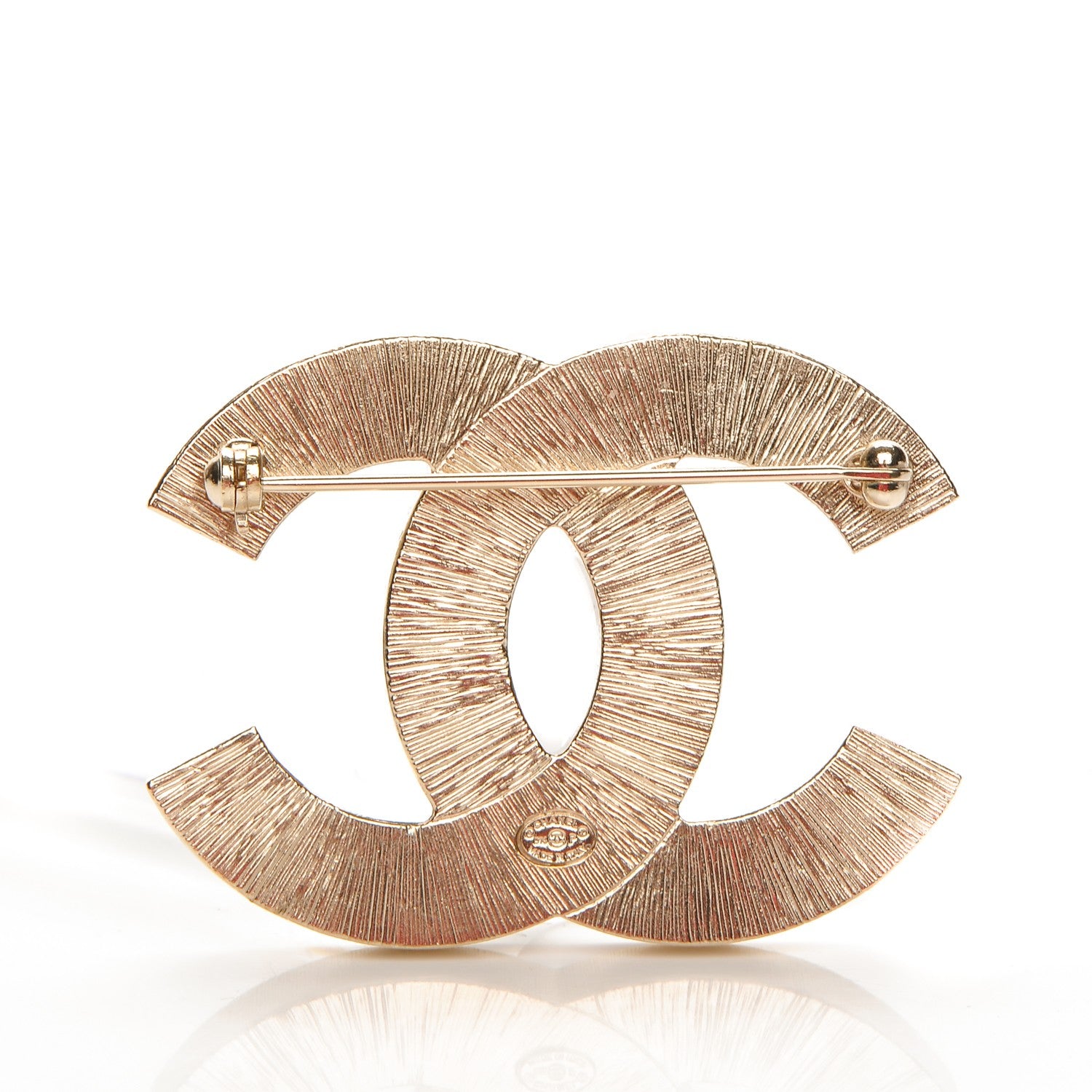 Chanel Metal Quilted CC Brooch Silver Gold 3 of 5