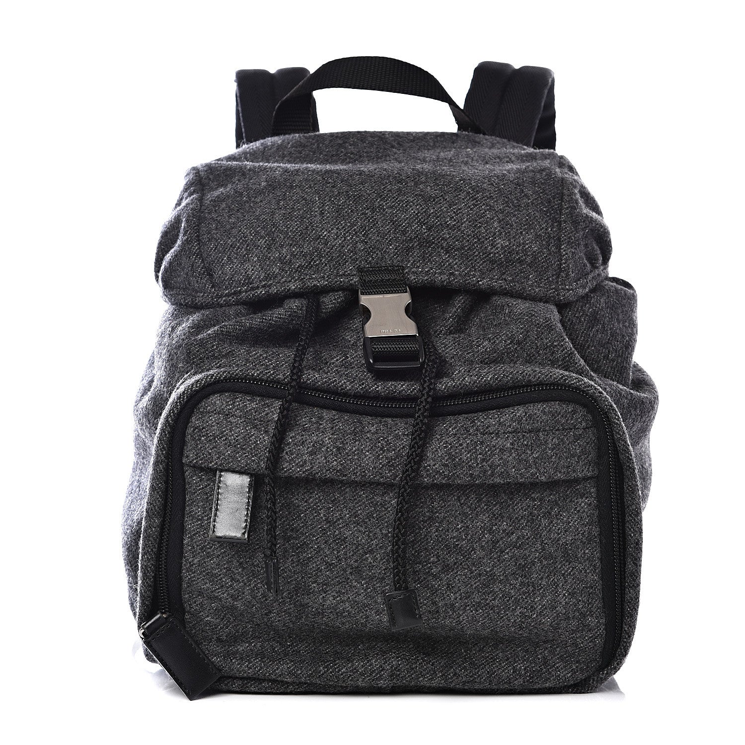 Prada Wool Single Buckle Backpack Grey 1 of 8