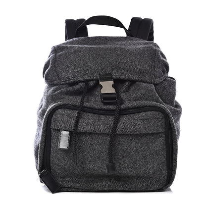 Prada Wool Single Buckle Backpack Grey 1 of 8
