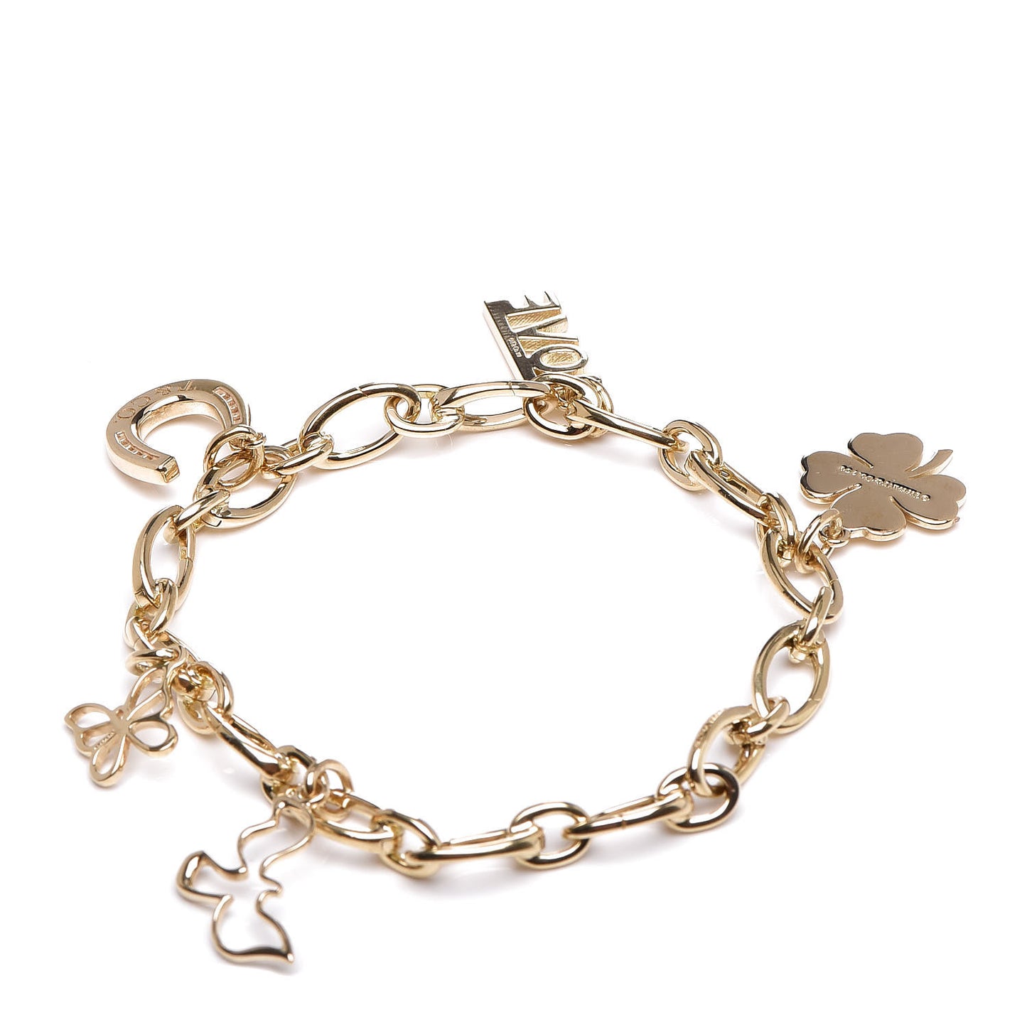 18K Yellow Gold Clasping Link Charm Bracelet