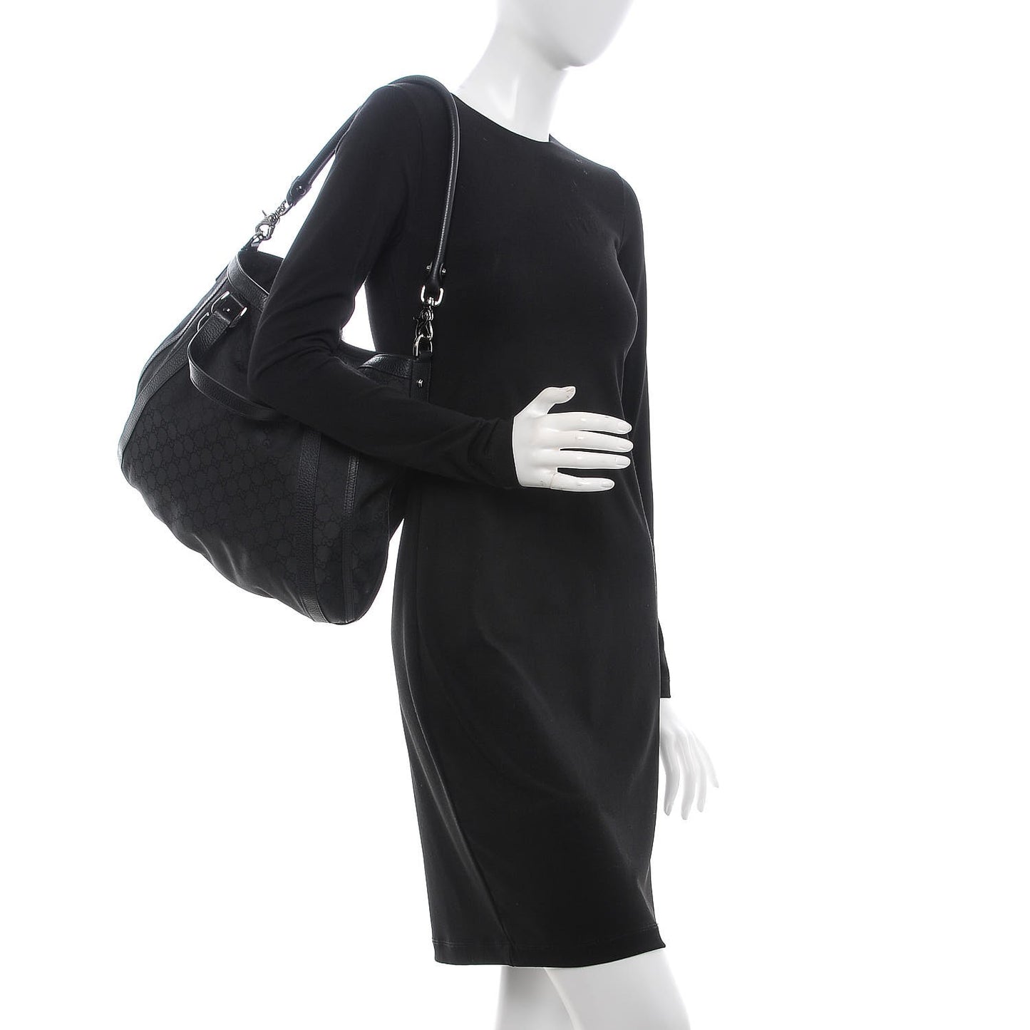 Nylon Monogram Medium Abbey Convertible Tote Black
