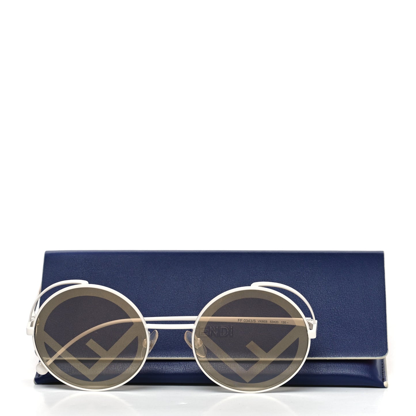 Metal F is Fendi Printed Run Away Round Frame Sunglasses FF 0343/S White