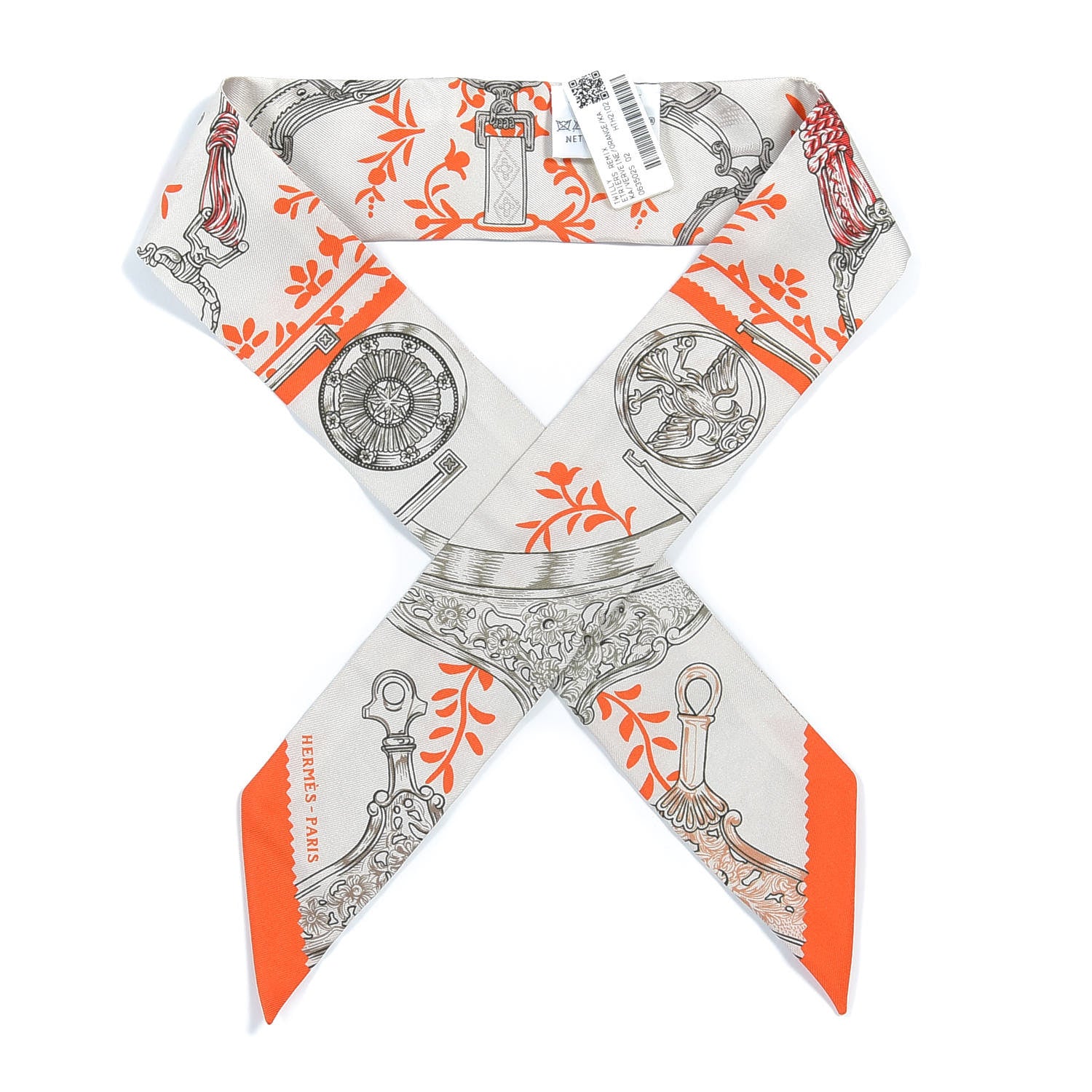Hermes Silk Etriers Remix Twilly Verveine Orange Kaki 772404