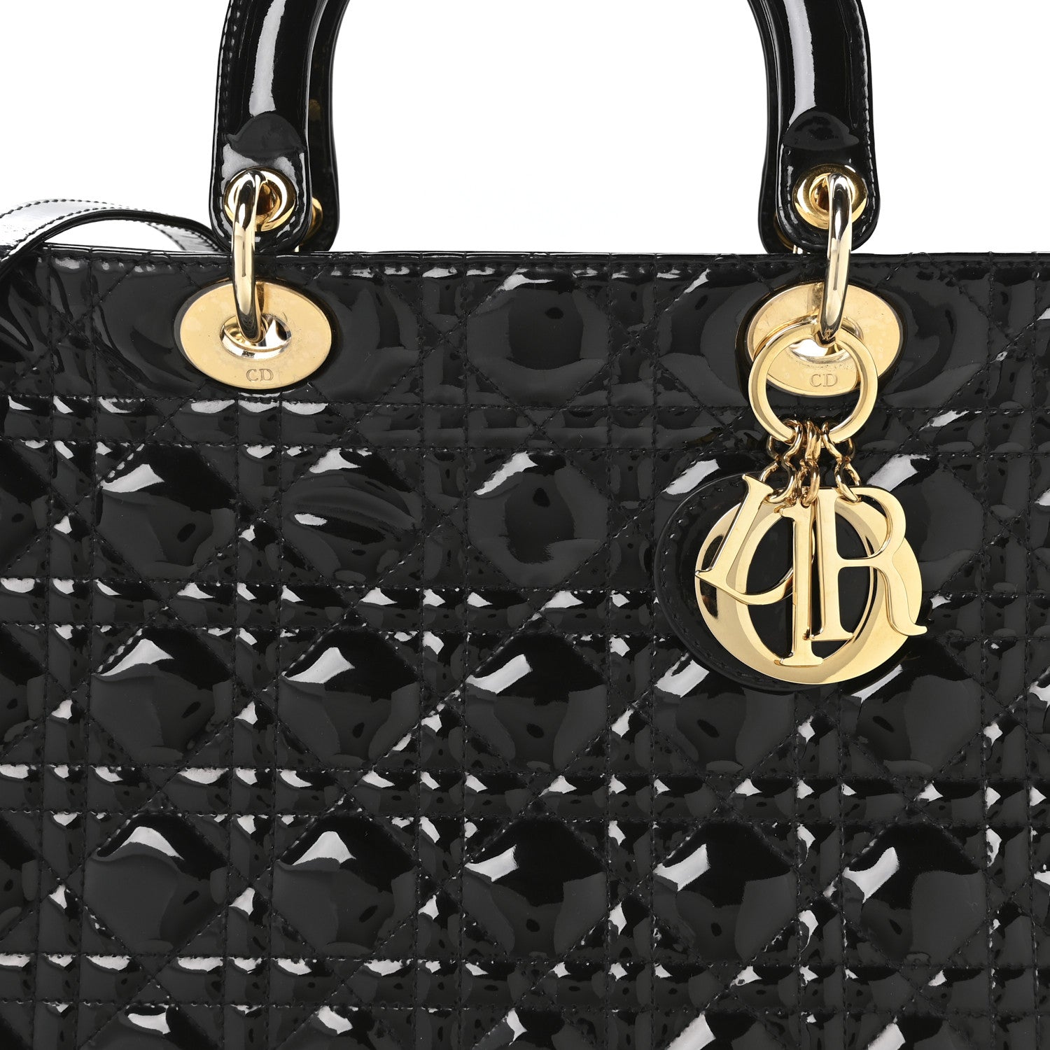 Christian Dior Patent Cannage Large Lady Dior Black 8 of 11