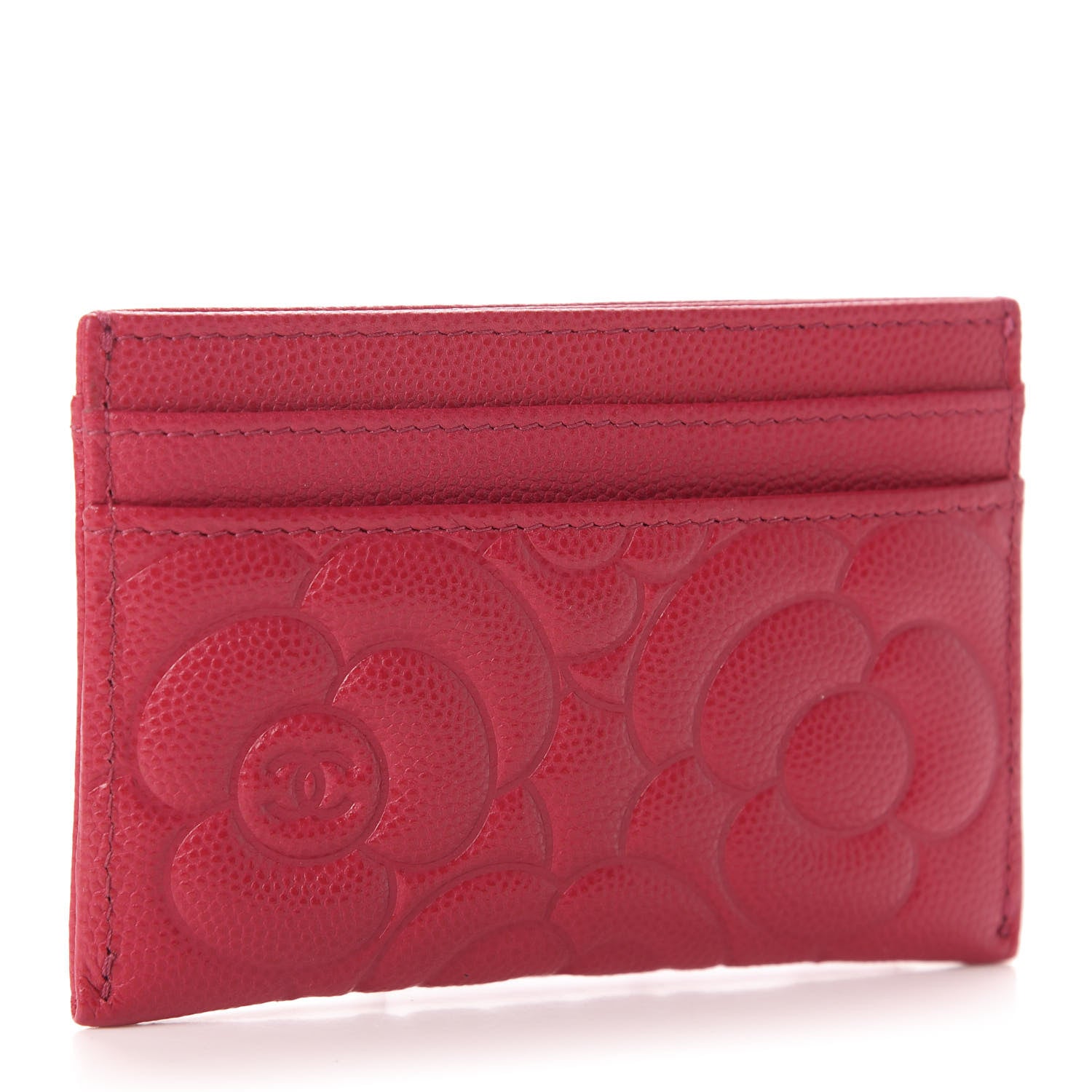 Chanel Caviar Camellia Embossed Card Holder Fuchsia 2 of 8
