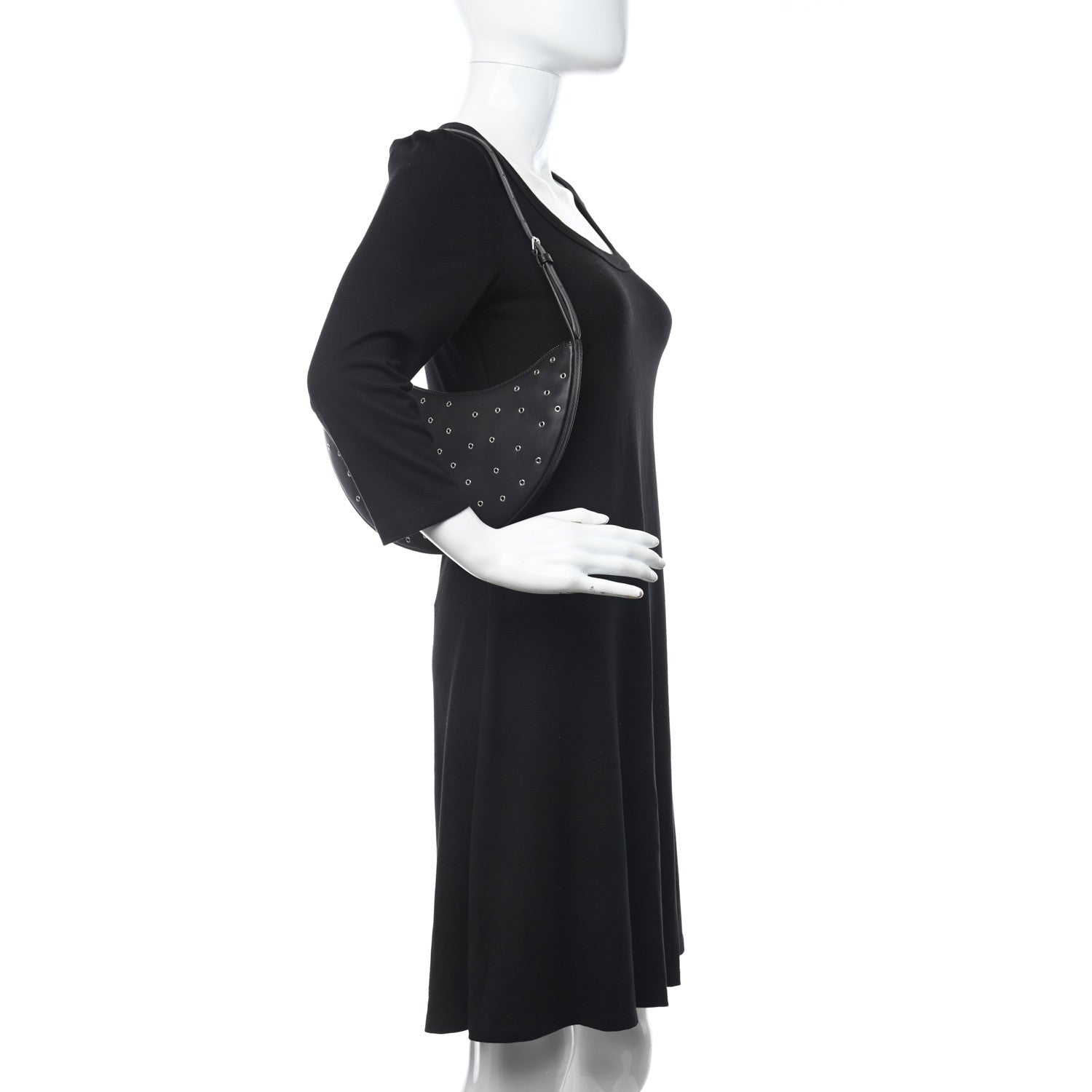 Alaia Lambskin Grommet One Piece Demi Lune Bag Black 2 of 9