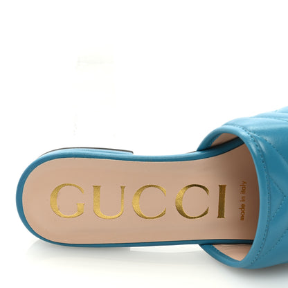 Gucci Nappa Matelasse GG Marmont Flat Slide Sandals 36.5 Light Blue Canvas 7 of 9