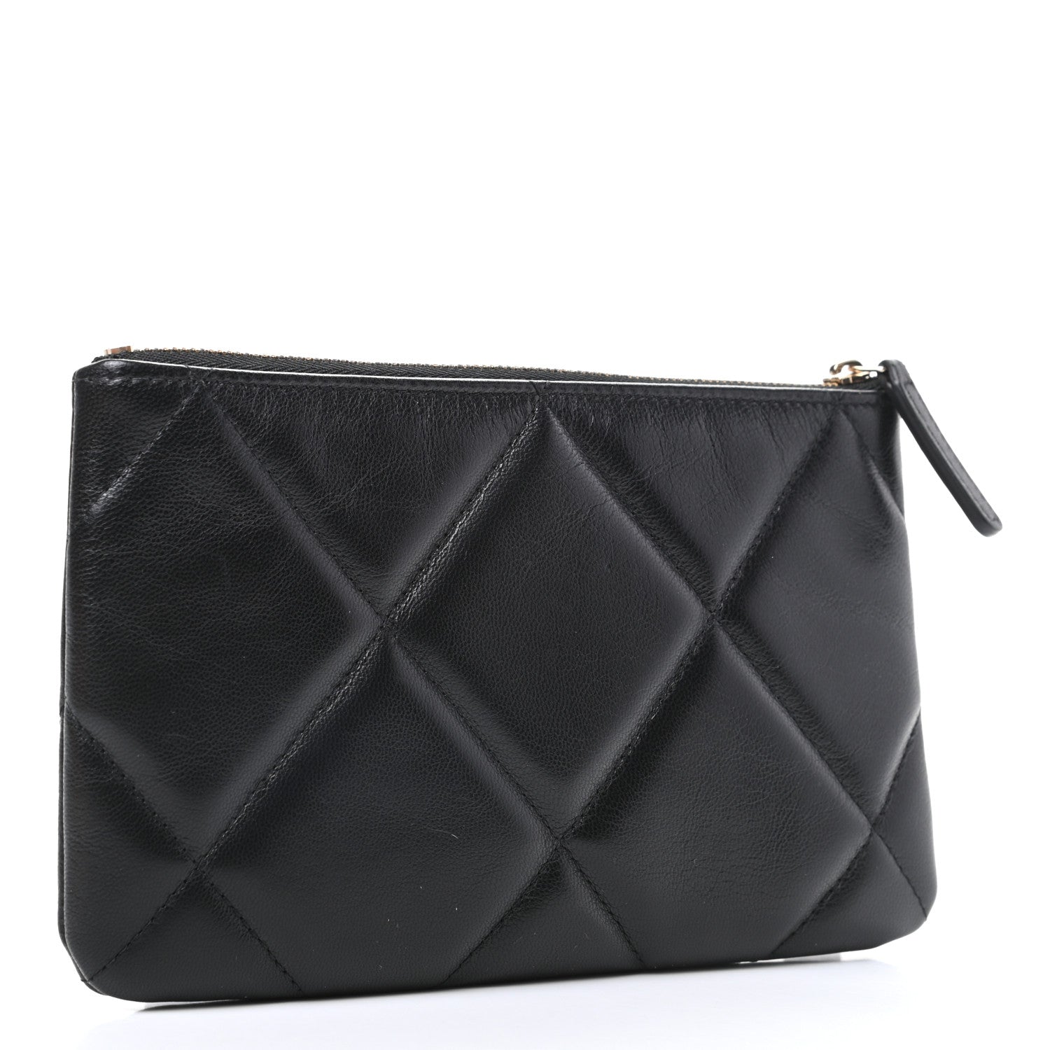 Chanel Shiny Goatskin Quilted Small Chanel 19 Pouch Black 3 of 8