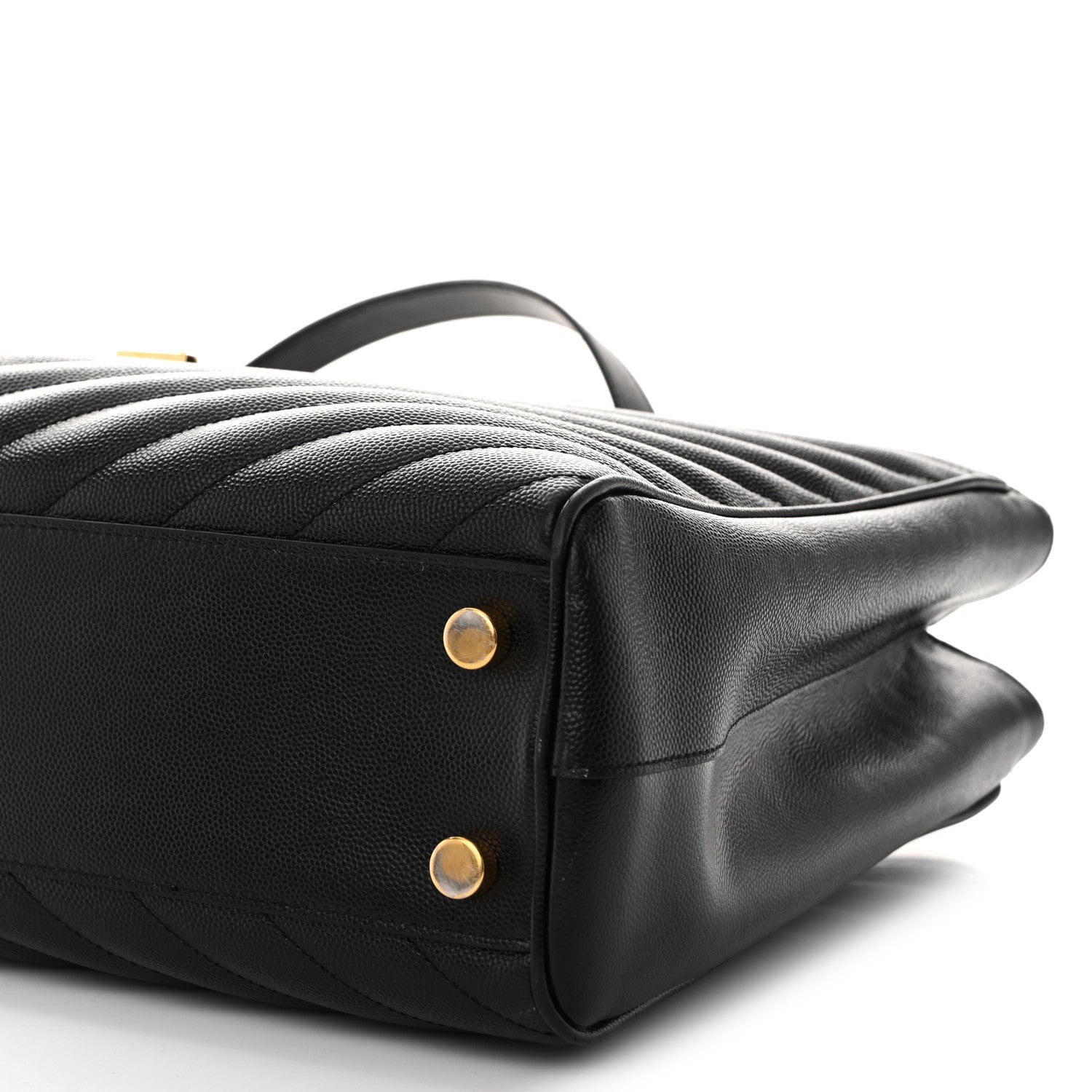 Saint Laurent Grain De Poudre Matelasse Chevron Monogram Shopping Bag Black 12 of 12
