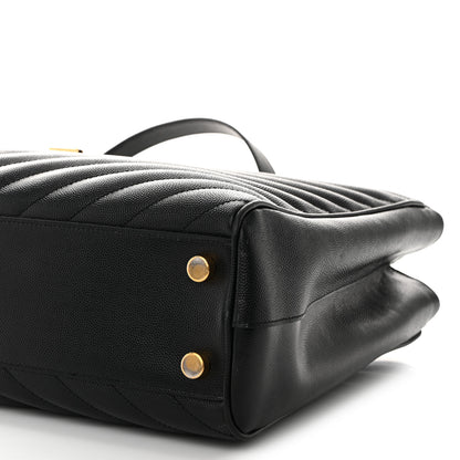 Saint Laurent Grain De Poudre Matelasse Chevron Monogram Shopping Bag Black 12 of 12