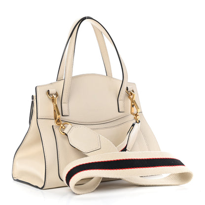 Gucci Grained Calfskin Web Stripe Butterfly Medium Totem Top Handle Bag White 2 of 4