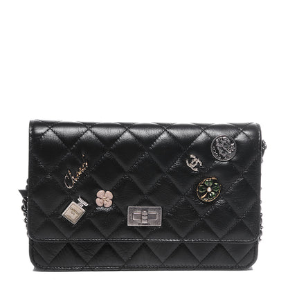 Chanel Aged Calfskin Lucky Charms Casino 2.55 Reissue Wallet on Chain WOC Black 1 of 9