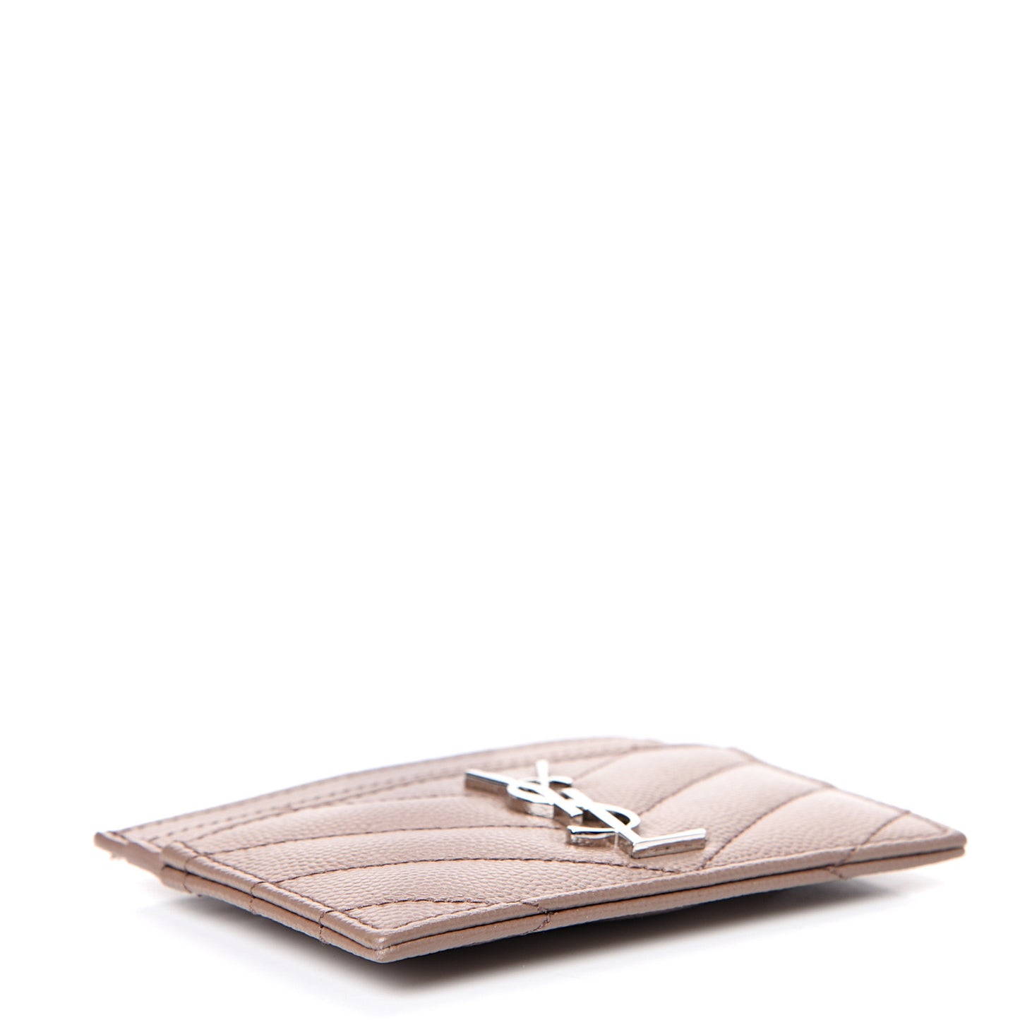 Grain De Poudre Matelasse Chevron Monogram Credit Card Case Dark Beige