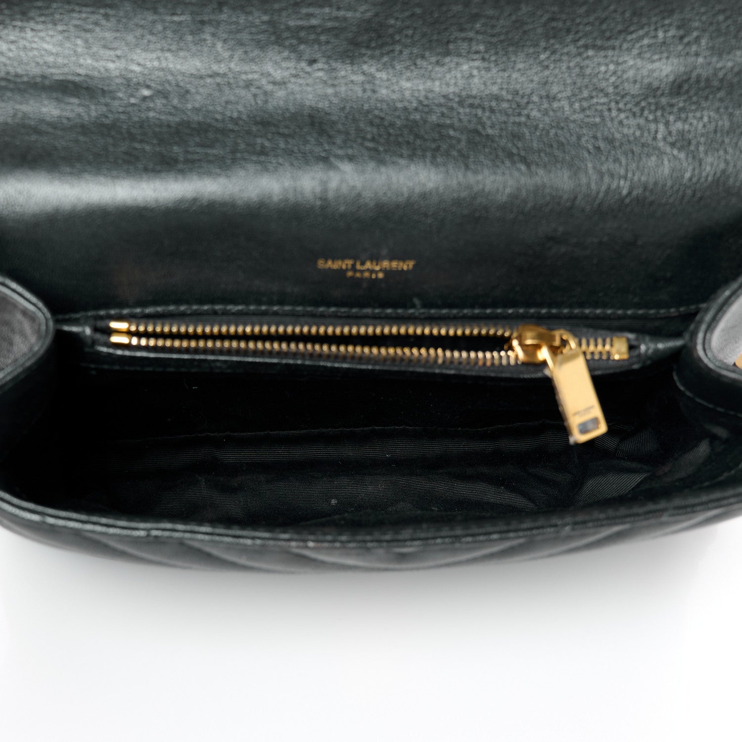 Saint Laurent Sheepskin Matelasse Chevron Monogram Medium College Bag Black 5 of 10