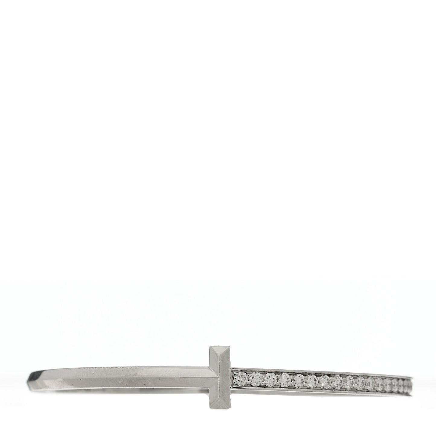 18K White Gold Diamond Narrow T1 Hinged Bangle Bracelet