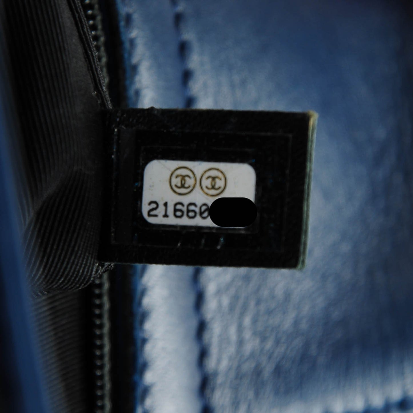 Calfskin Boy Shopping Tote Blue Black
