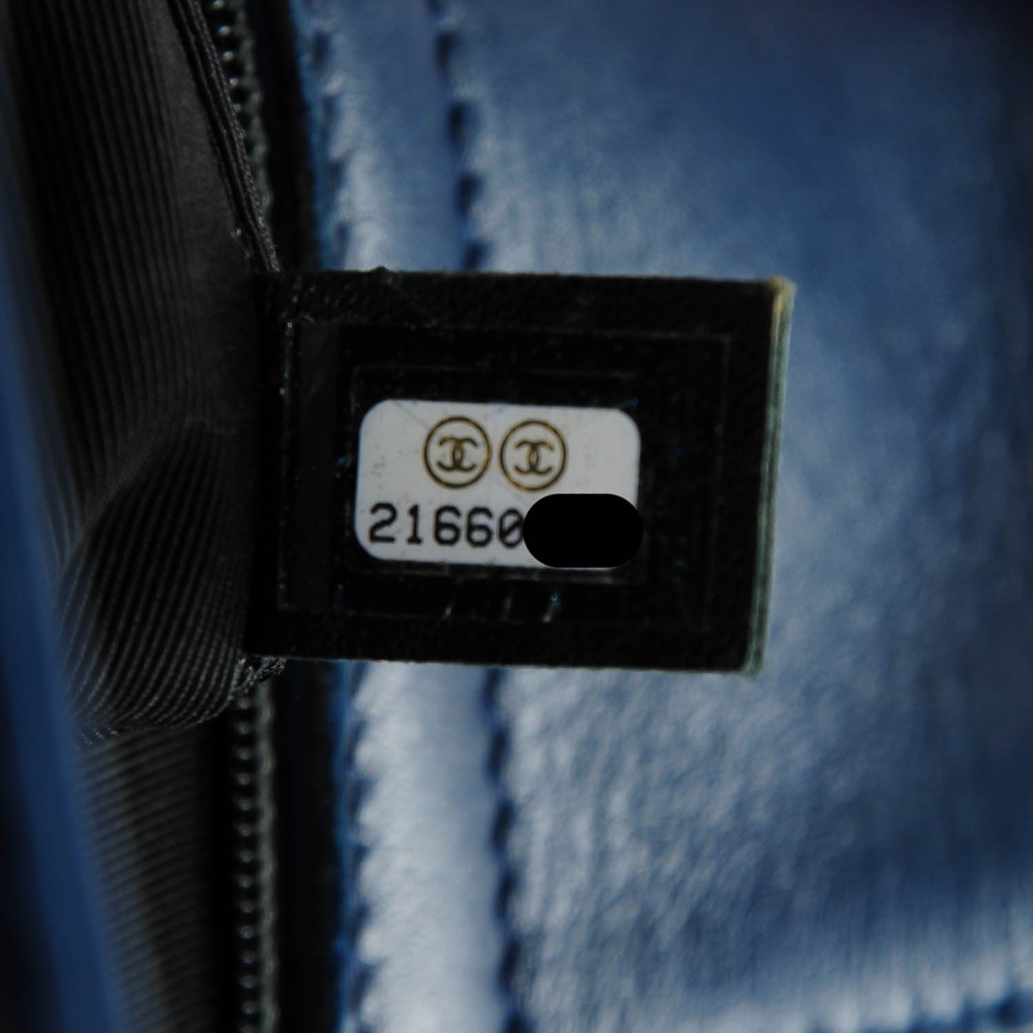 Chanel Calfskin Boy Shopping Tote Blue Black 7 of 7