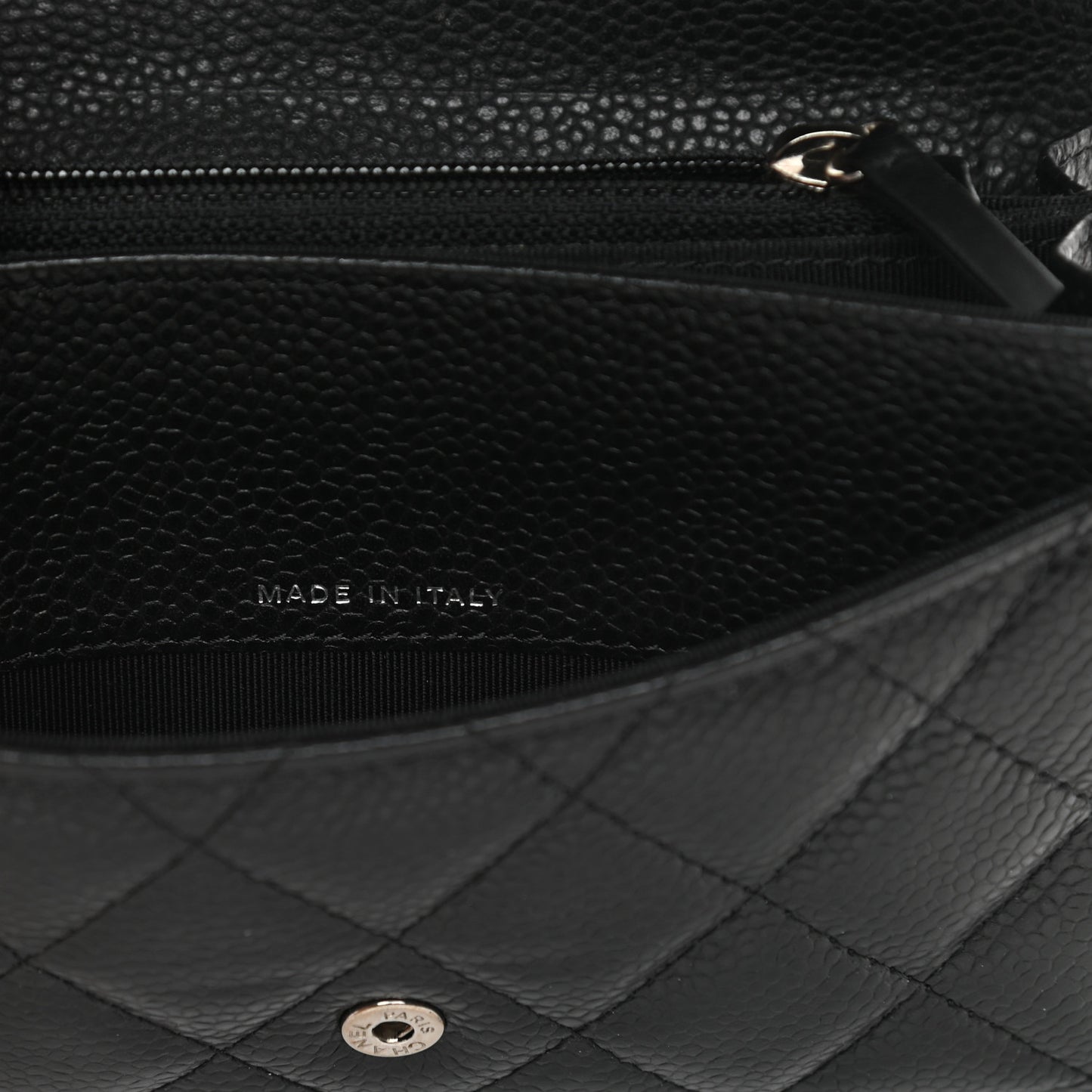 Caviar Quilted Small Flap Wallet Black