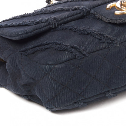 Chanel Canvas Chevron Cuba Patchwork Medium Single Flap Navy 6 of 9