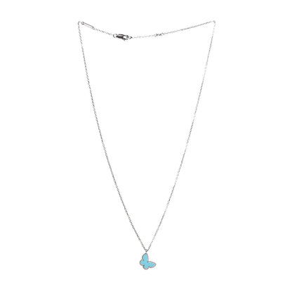 Van Cleef & Arpels 18K White Gold Turquoise Sweet Alhambra Butterfly Pendant Necklace 3 of 7