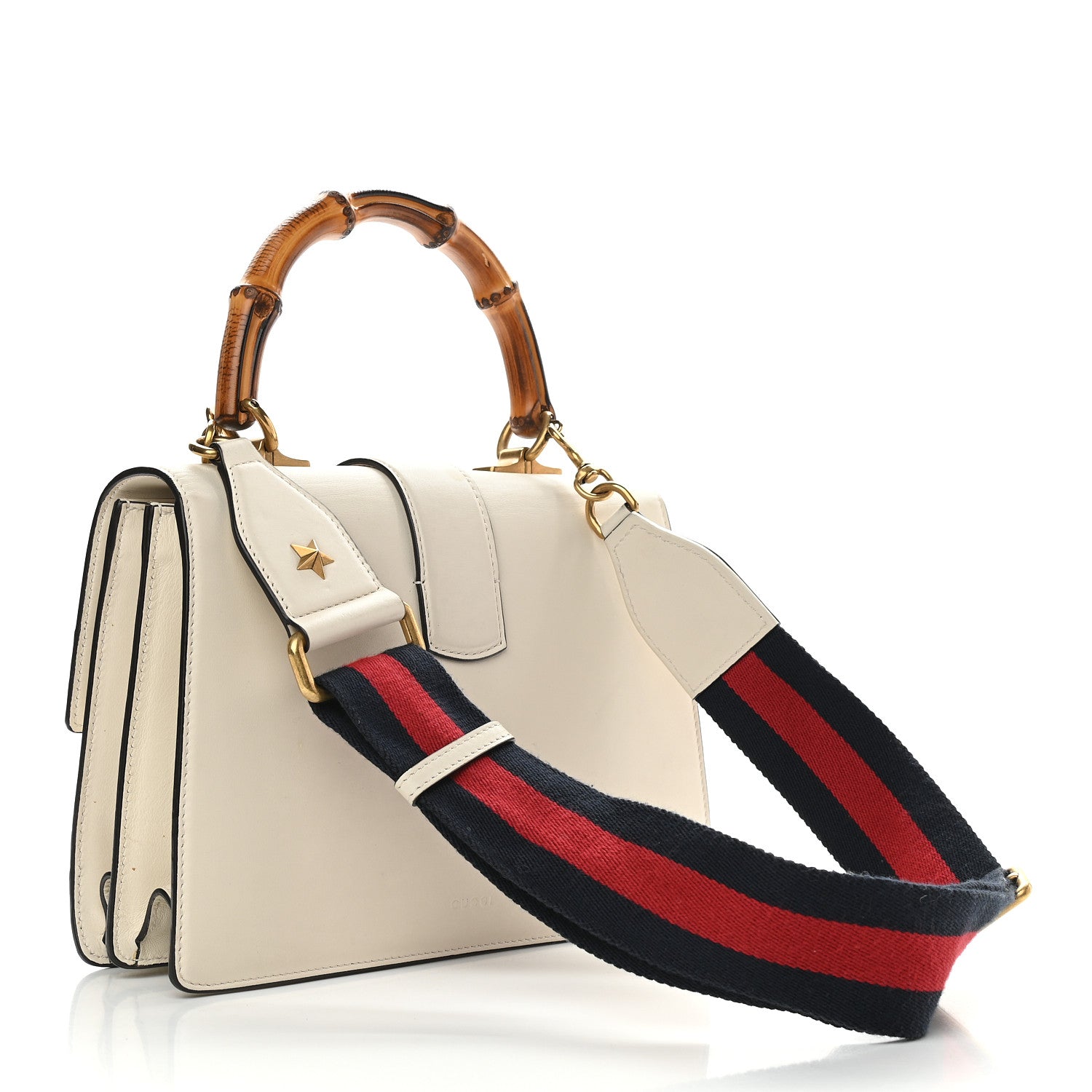 Gucci Calfskin Bamboo Web Medium Dionysus Top Handle Bag White Blue Hibiscus Red 3 of 11