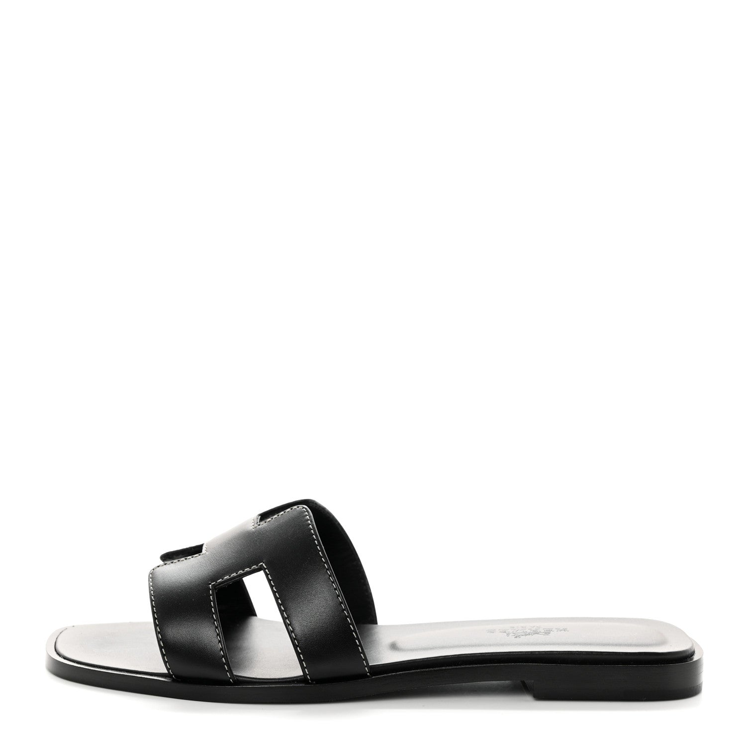 Hermes Box Calfskin Oran Sandals 36 Black 1 of 9