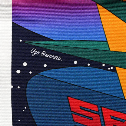 Hermes Silk Space Derby Scarf 90 Marine Rose Vif Multicolor 5 of 7