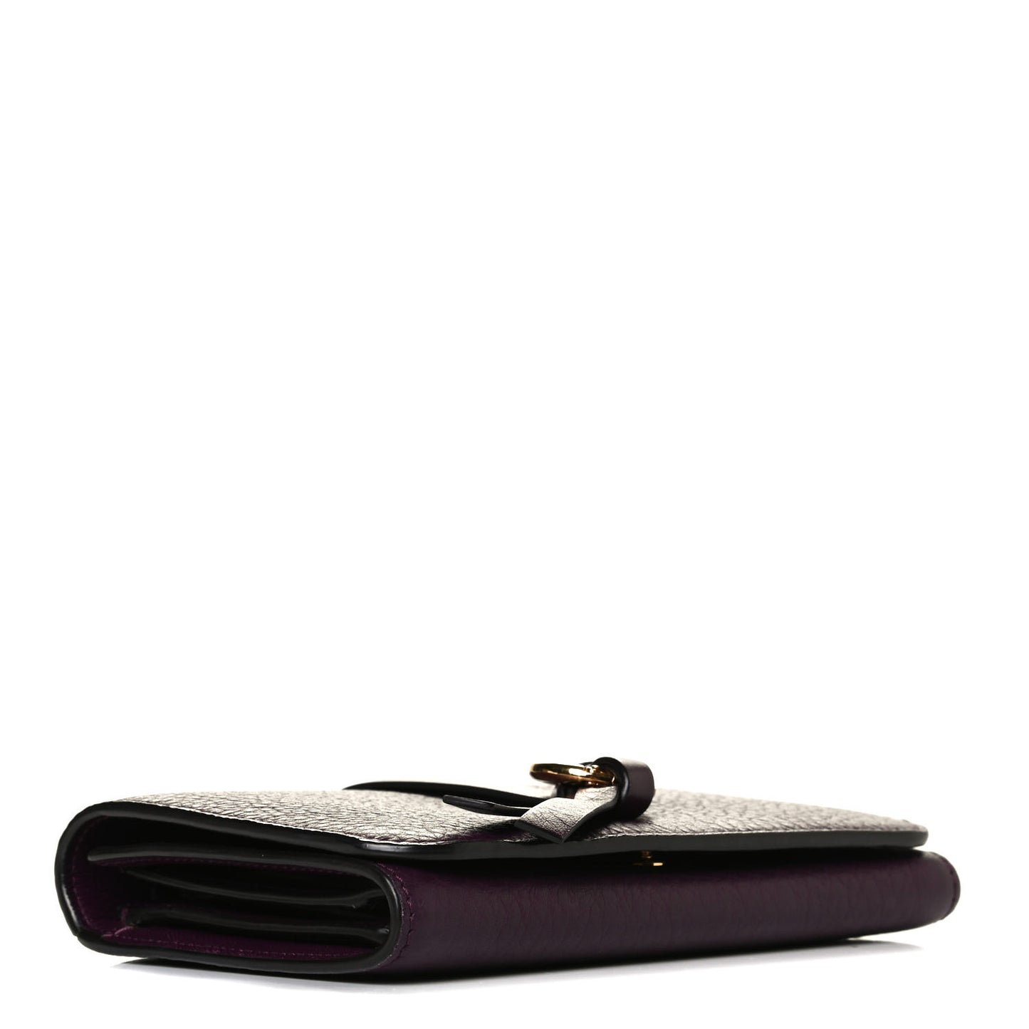 Calfskin Alphabet Compact Wallet Purple