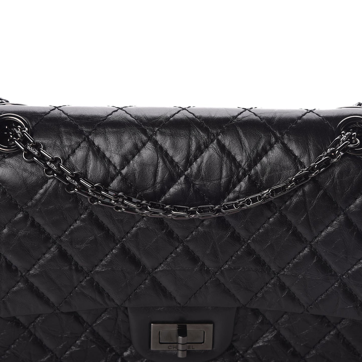 Aged Calfskin Quilted 2.55 Reissue 225 Flap So Black