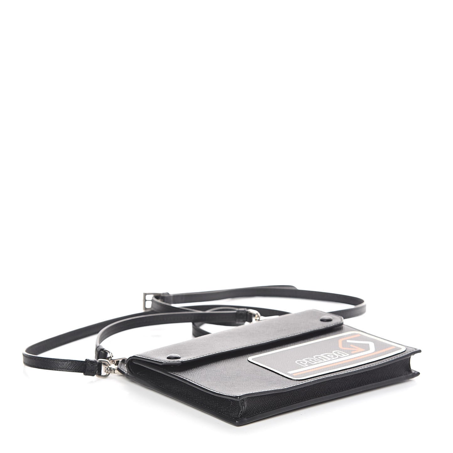 Saffiano City Logo Crossbody Wallet Black
