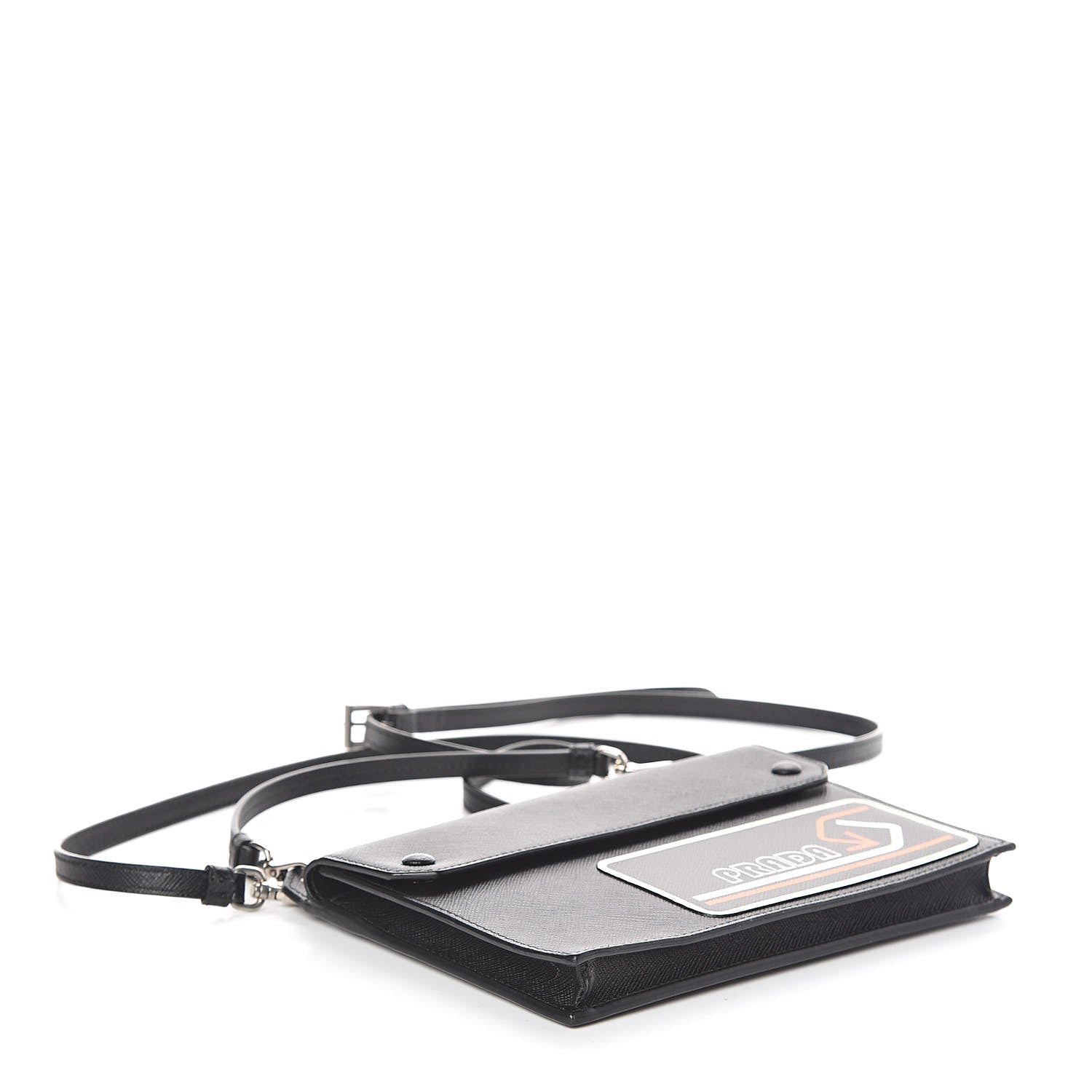Prada Saffiano City Logo Crossbody Wallet Black 4 of 10