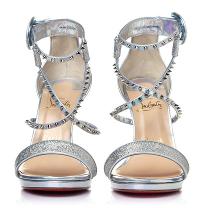 Christian Louboutin Lurex Specchio Choca Lux Sandals 38.5 Silver 3 of 14