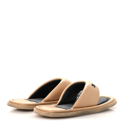 Chanel Lambskin Padded Pool Thong Sandals 40 Beige 5 of 12