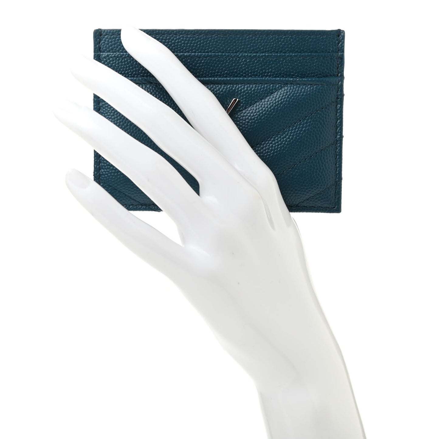 Grain De Poudre Matelasse Chevron Monogram Credit Card Case Peacock Green