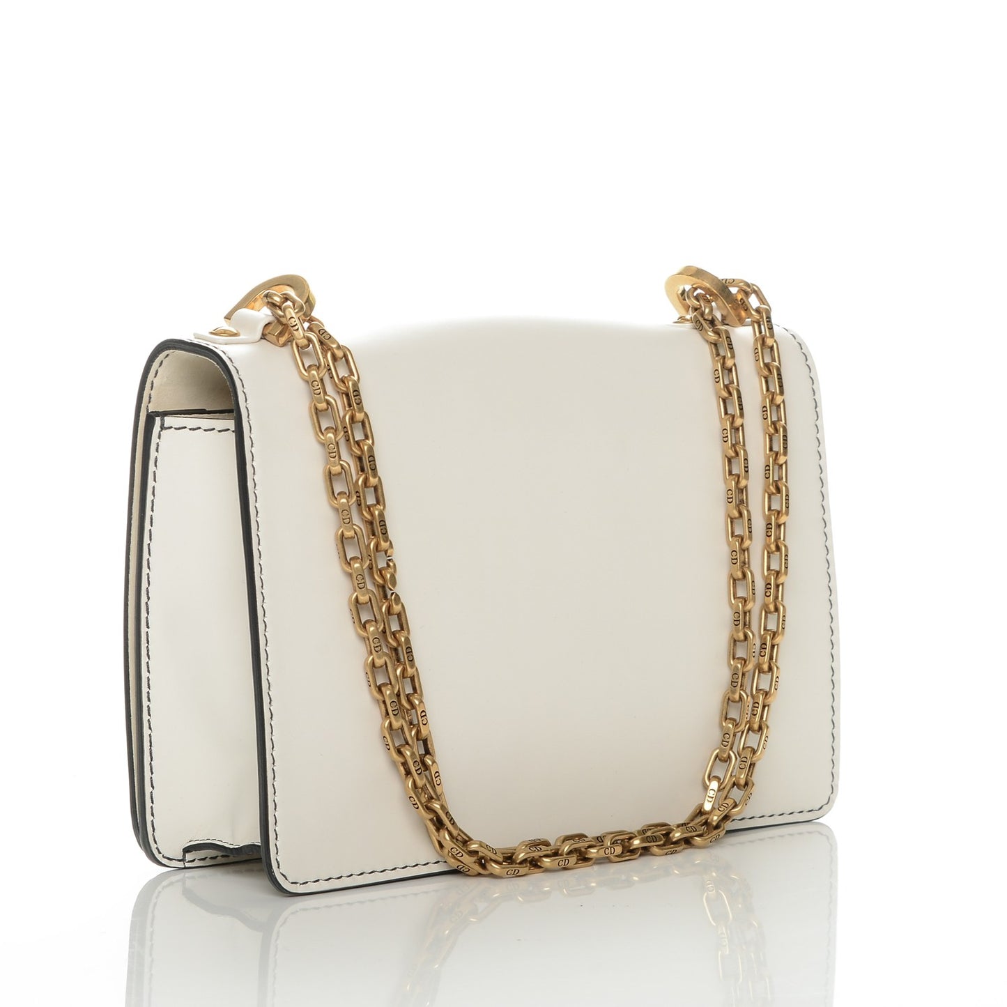 Calfskin J'Adior Chain Flap Bag Off White