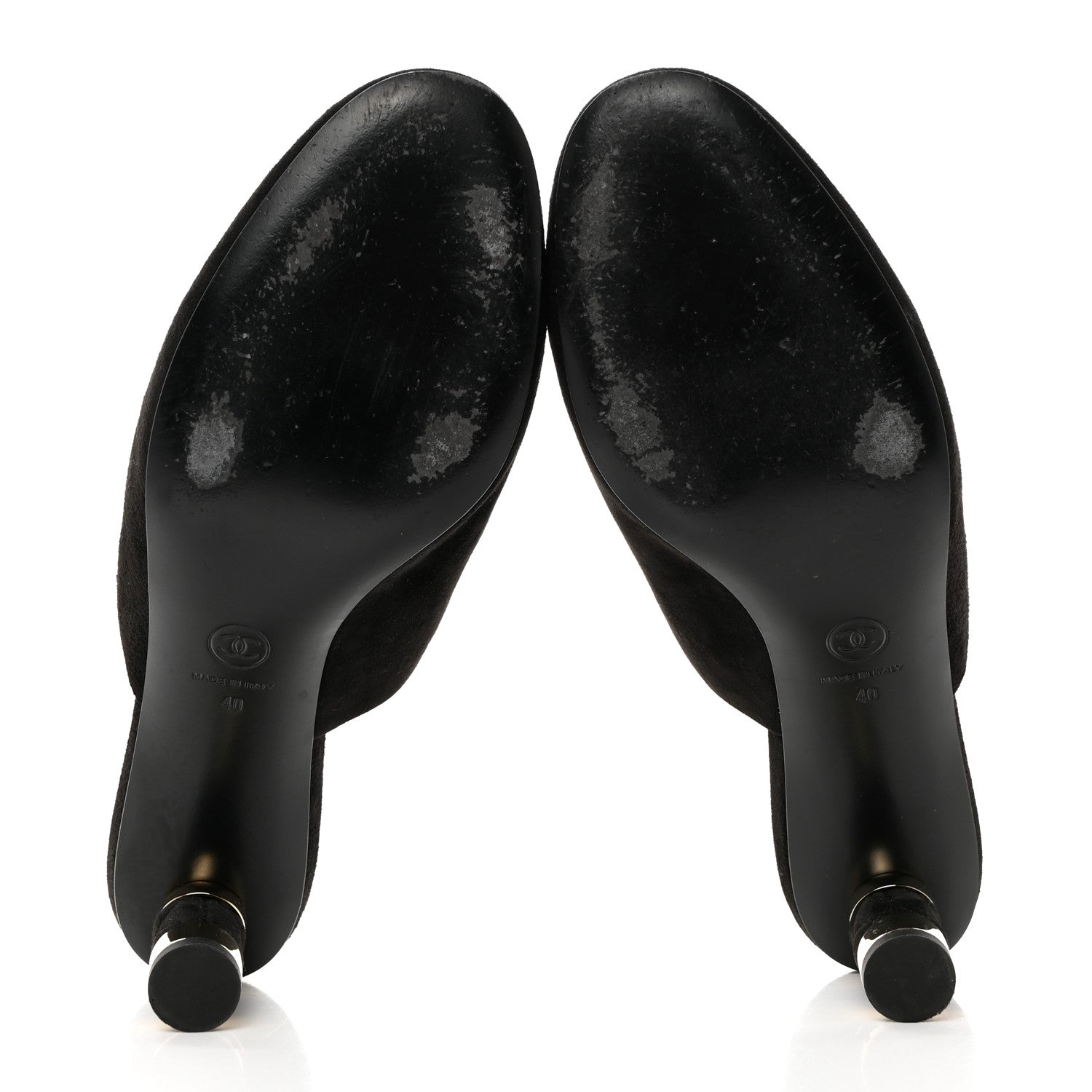 Chanel Kid Suede Logo Mules 40 Black 5 of 9
