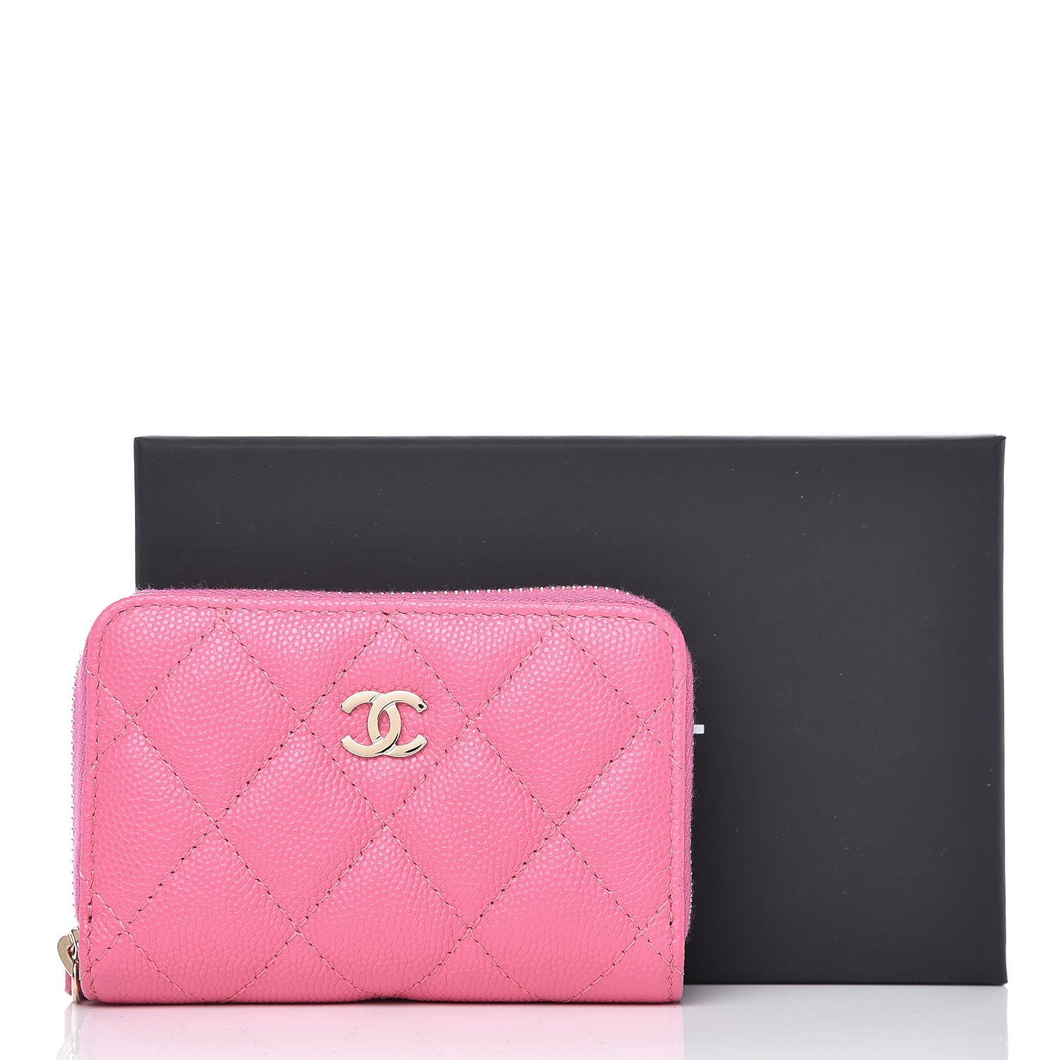 Chanel Caviar Quilted Zip Coin Purse Pink 8 of 8