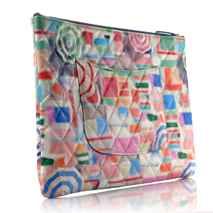 Chanel Patent Calfskin Printed Quilted Large Cosmetic Case Multicolor 3 of 9