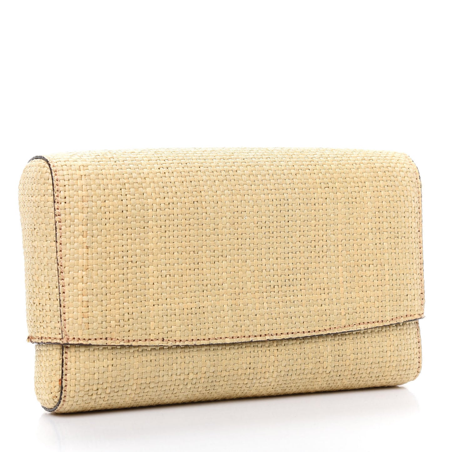 Woven Straw Raffia Clutch Beige