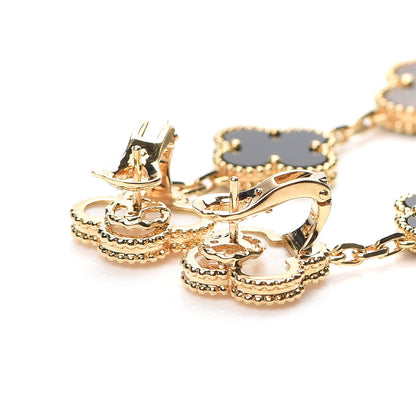 Van Cleef & Arpels 18K Yellow Gold Mother of Pearl Black Onyx 3 Motifs Magic Alhambra Earrings 3 of 7