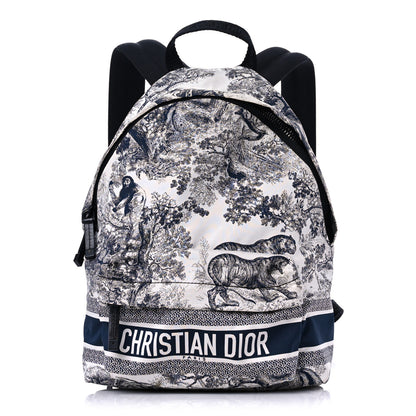 Christian Dior Nylon Technical Fabric Toile De Jouy Small Diortravel Backpack Blue 1 of 10