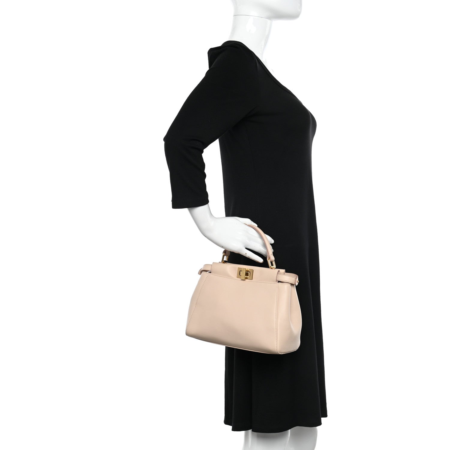 Fendi Nappa Stacked Bar Mini Peekaboo Iconic Satchel Rosa Plaster 2 of 11