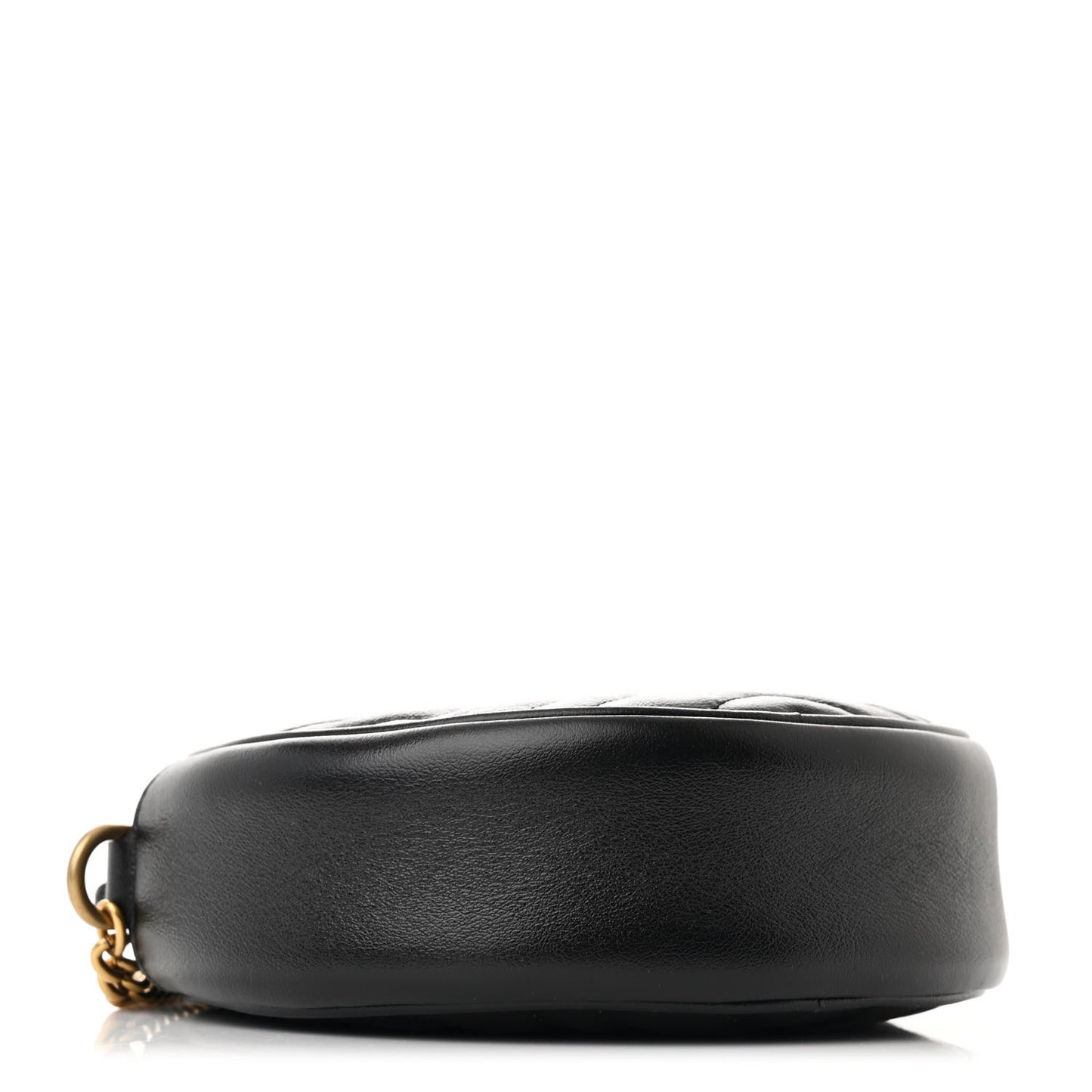 Azalea Calfskin Matelasse Heart Mini GG Marmont Round Shoulder Bag Black