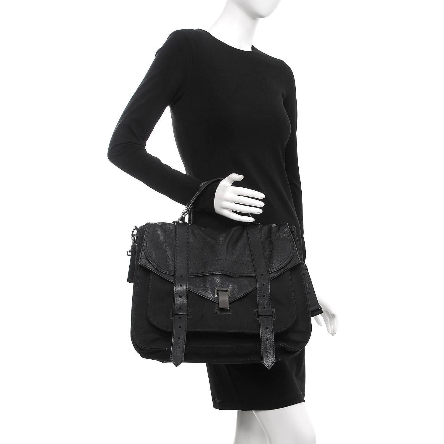 Proenza Schouler Lambskin Nylon Extra Large PS1 Satchel Black 2 of 17